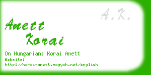 anett korai business card